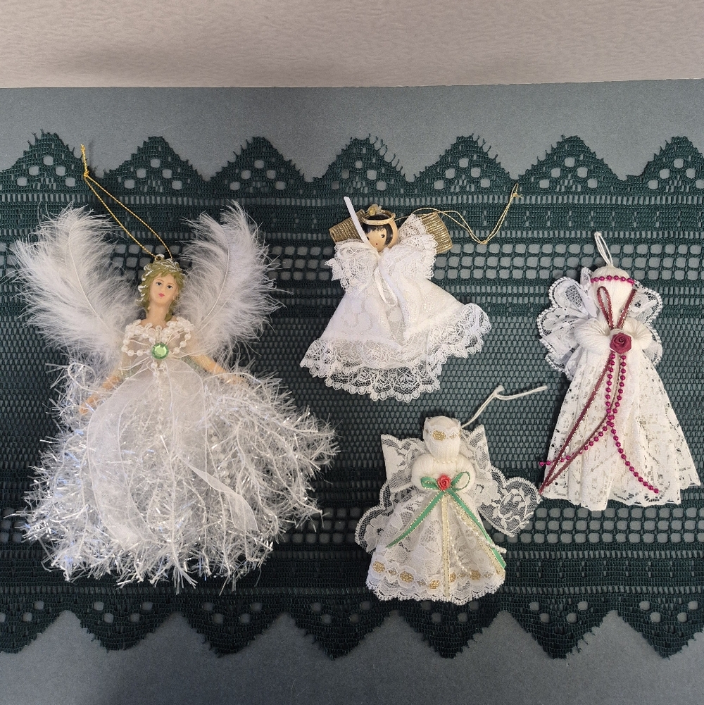 Set of Four Angel Hanging Ornaments - Christmas - Religious - Collectors